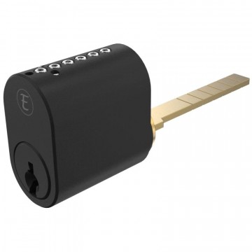 Komplett dørlås sett Esp til innsiden og utsiden av terrassedøren. Nøkkelavlåsning på innsiden og utsiden. Sort matt